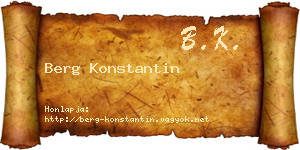 Berg Konstantin névjegykártya